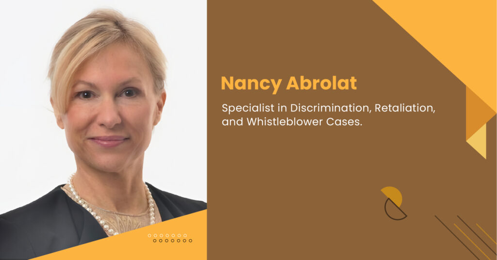 Headshots of Nancy Abrolat